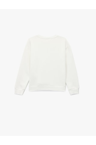 Koton Ayıcık Baskılı Uzun Kollu Bisiklet Yaka Sweatshirt Ekru 6wkg10259ak Ekru