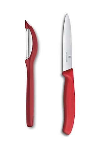 Victorinox Kırmızı Soyucu ve Bıçak Seti Kırmızı