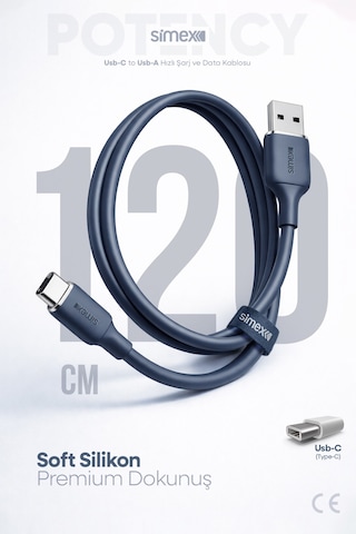 Simex 66w Hızlı Şarj Usb/type-c Kablo Samsung, Huawei, Honor, Uyumlu - Soft Silikon, Dayanıklı 1.2m Spk-14