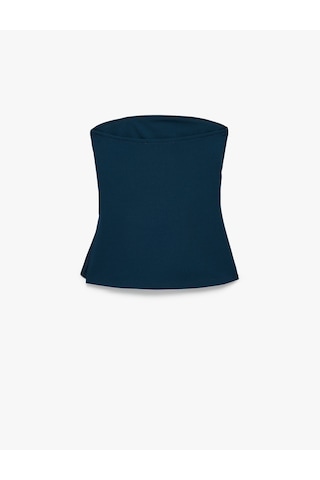 Koton Slim Fit Drape Detaylı Straplez Top Lacivert 6sak10192ek
