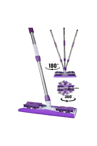 1 Adet Yedek Bez Hediyeli Yer Mopu Fayans Duvar Yüzey Temizlik Mikrofiber Mandallı Mop