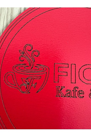 10'lu Kişiye / Şirkete Özel Logolu Bardak Altlığı Seti Lazer Kesim Kurumsal Hediye 9 Cm Kırmızı