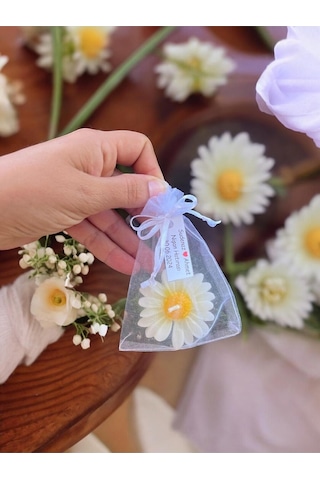 20 Adet Süslemeli Kese Papatya Mum, Nikah Şekeri, Doğum, Sünnet, Düğün Nişan Söz, Kına, Doğum Günü