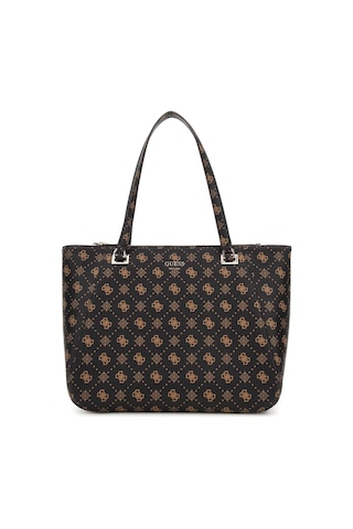 Guess Kadın Monogram Desenli Çok Bölmeli Tote Çanta - Kahverengi Kahverengi