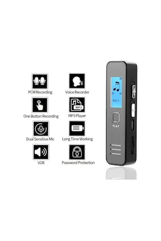 Dijital Ekranlı 32 Gb Ses Kayıt Cihazı Mp3 Çalar 350 Saat Kayıt