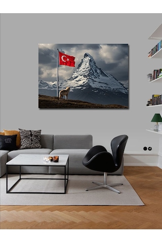Kanvas Tablo Türk Bayrağı Ve Dağ