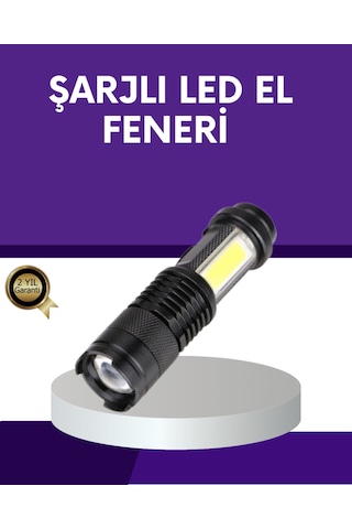 Şarjlı Mini Led El Feneri 2000 Lümen Su Geçirmez