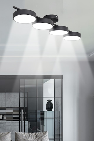 Tual Modern Salon Yatak Odası Giyinme Odası Mutfak Beyaz Işık Ledli Siyah Renk 4 Lü Led Avize Siyah4 Siyah4