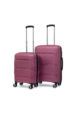 Lucas Polipropilen Kırılmaz Valiz, Kabin Boy&orta Boy Gül Kurusu