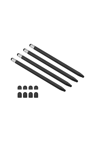 Kosona 4 Adet Metal Silikon Uçlu Dokunmatik Kalemler - Telefon Ve Tablet İçin Doğru Tıklama, Çift Uçlu Fonksiyonlu El Yazısı Kalemi Siyah