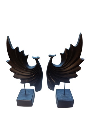 18cm -35cm Ebatlarında Kırılmaz Siyah 2li Tavus Kuşu Biblo