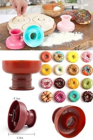Pratik Donut Kek Kalıbı Hamur Kesici Ve Şekillendirici Aparat Pasta Ve Tatlı Kalıbı Çok Renkli