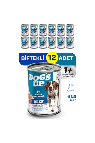 Dogs Up Yaş Yetişkin Köpek Maması Biftekli 415gr 12li