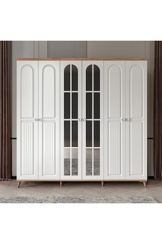 Guneystore Bohem 6 Kapaklı Aynalı Komple Mdf Gardırop
