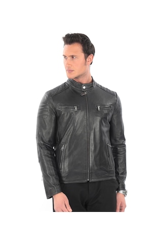 Newzaya Hakiki Deri Erkek Ceket Klasik Şıklıkla Buluşan Modern Stil Siyah