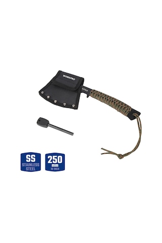 Workpro Wp383002 250mm Çok Fonksiyonlu Kamp Baltası + Magnezyum Ateşleyici Fr Wp383002