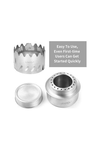 Yifomall Kompakt Alüminyum Alkol Ocağı 100ml + Paslanmaz Çelik 3 Parça Rüzgar Engeli + Çapraz Ayaklı Tutucu - Kamp, Yürüyüş İçin Isı Kaynağı, Kazan/tencere Uyumlu Gümüş