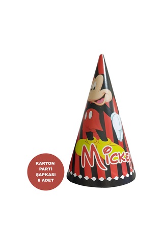 Mickey Temalı Karton Parti Şapkası 8 Adet Tüm Yaşlar