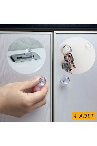 4 Adet Kristal Tasarımlı Çok Amaçlı Yapışkanlı Tutacak Buton