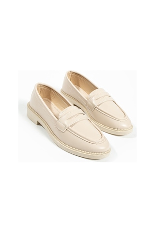 Kadın Loafer Günlük Klasik Casual Makosen Fonle Bej Bej