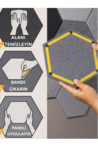 12'li Akustik Panel Ses Isı Yalıtım Duvar Kaplama Gri 26x30 Cm