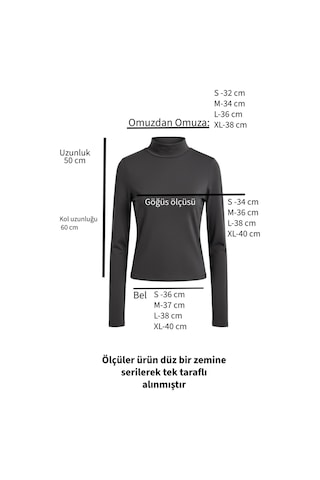 Feg Store Antrasit Uzun Kollu Yumuşak Dokunuşlu Balıkçı Yaka Kadın Body