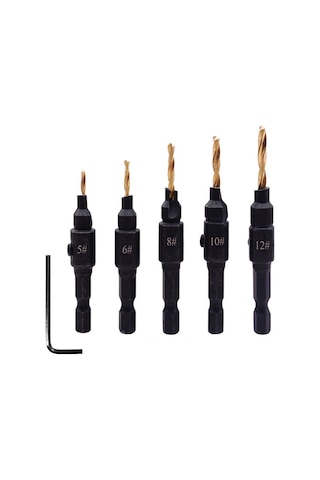 Kangvka Hss Titanyum Kaplama Matkap Seti 5 Parça, Ahşap Delme Ve Köşe Yuvarlama İşleviyle Entegre Delici Takımı