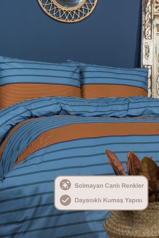 Elart Arden Nevresim Takımı Çift Kişilik %100 Pamuk Ranforce Lastikli Çarşaf 200x220 Cm Renkli