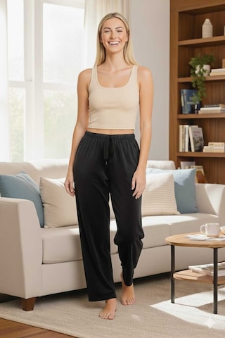 Kadife Gül Kurusu Likralı Soft Kadife Pijama Siyah