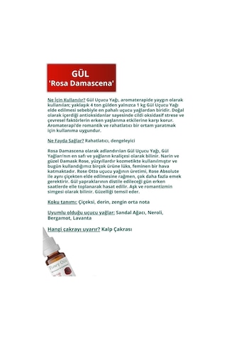 Tr Gül Yağı%100 Doğal Bitkisel Uçucu Yağ Rose Oil 10ml 0.3 ML