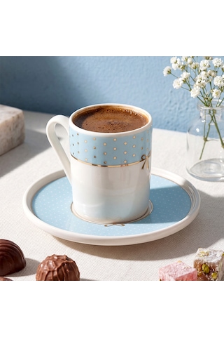 Aryıldız Nila 4 Parça 2 Kişilik Kahve Fincan Takımı Mavi 90 Ml Çok Renkli