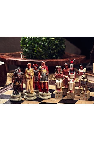 Roma - Mısır Satranç Takımı Şah 8 Cm Kleopatra Ve Roma Nın Destansı Mücadelesi Sadece Figür