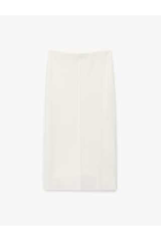 Koton Slim Fit Midi Nervür Detaylı Kalem Etek Ekru 6wak10085ek Ekru