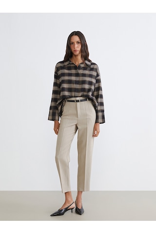 Lcw Vision Siyah Ekose Oversize Kadın Gömlek