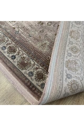 Hoom Rugs Silver 4134 Krem Mürdüm Saçaklı Salon Halısı Silver