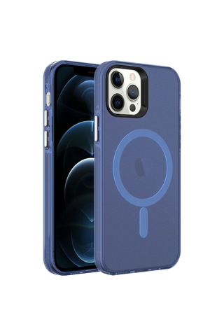 Apple Uyumlu iPhone 12 Pro Max Kılıf Zore M-safe Şarj Özellikli Buzlu Transparan C-pro Sert Kapak Derin Mor