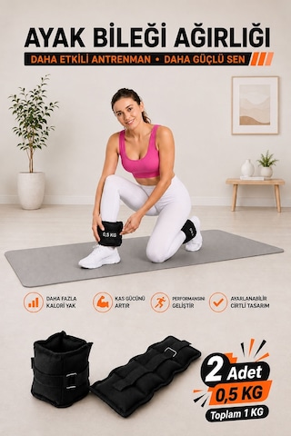 Spor Byfit 0,5 Kg x 2 Adet Siyah El veya Ayak Bileği Ağırlığı Siyah