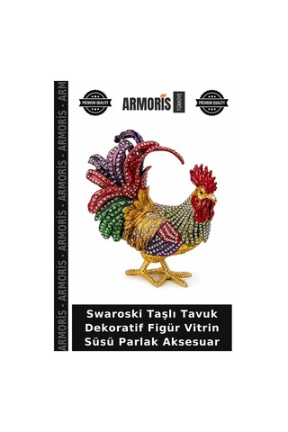 Swaroski Taşlı Tavuk Dekoratif Figür Vitrin Süsü Parlak Aksesuar