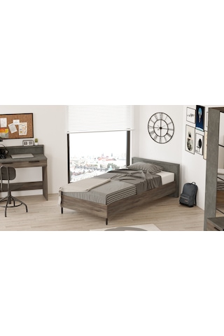Robinhome Robin Home Dream Tekli Karyola Metal Ayak Kahve-Beton Dr4-Cg