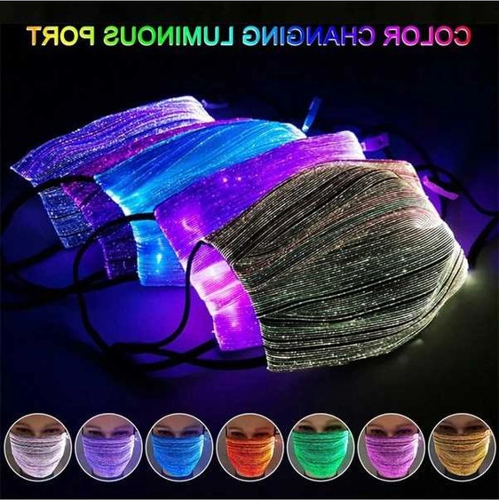 Fortunelane Pm2.5 Filtreli Usb Şarjlı 7 Renk Led Işıklı Yüz Maskesi Kostüm Etkinlikleri İçin Beyaz Beyaz