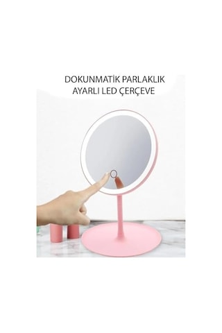 Infomax Dokunmatik Led Işıklı Makyaj Aynası Usb Bağlantılı, Ayarlanabilir Parlaklık, Masaüstü Ve Portatif, Yuvarlak Tasarım - Beyaz Açık Bej