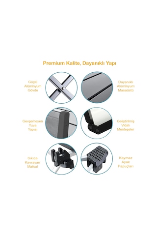 Haegs Full Alüminyum Katlanır Kamp Masası, Piknik, Plaj, Ourdoor Hafif Kamp Masası Büyük Boy - Siyah