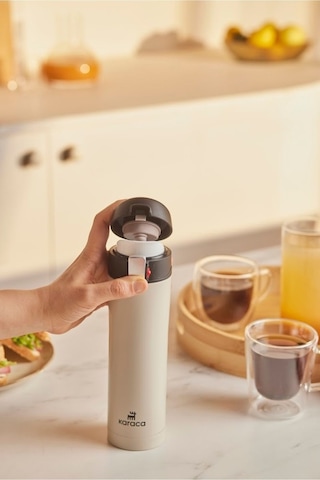 Karaca Pluton Çelik Sızdırmaz Termos Krem 450 ml