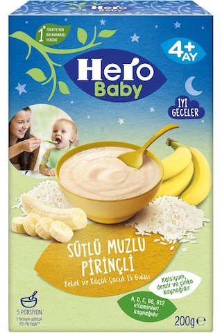 Hero Baby Kaşık Maması 200Gr Gece Sütlü Muzlu Pirinçli