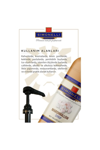 Simonelli Kahve ve Kokteyl Şurubu Marshmallow Aromalı 700 ML + Pompa