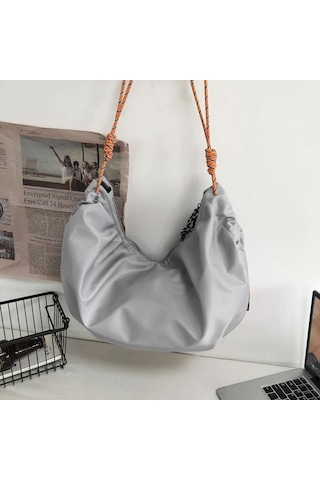 Gri Tek Omuz Crossbody Çanta Naylon Spor Yüksek Kapasiteli Seyahat Çapraz Omuz Sırt Çantası Erkek Ve Kadın Tek Omuz Çantası Gri