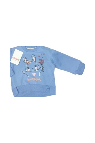 Çikoby Kız Çocuk Yüzde Yüz Pamuklu Tavşan Baskılı Sweatshirt-13569 Lila