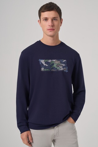Morven Erkek Lacivert Trend Baskılı Bisiklet Yaka Sweatshirt 26ks063007200 Lacivert