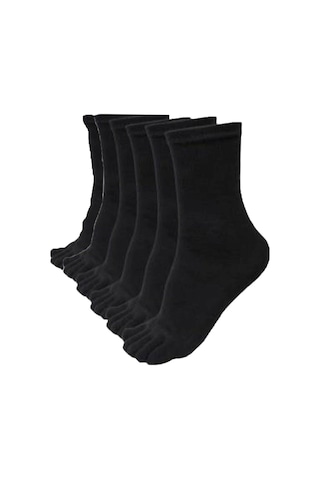 Erkek 6 Çift Pamuklu Parmaklı Çorap Siyah