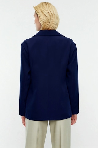 Benerly Kadın Oversize Ceket Yaka Uzun Kol Düz Desenli Blazer Ceket Fonks Lacivert
